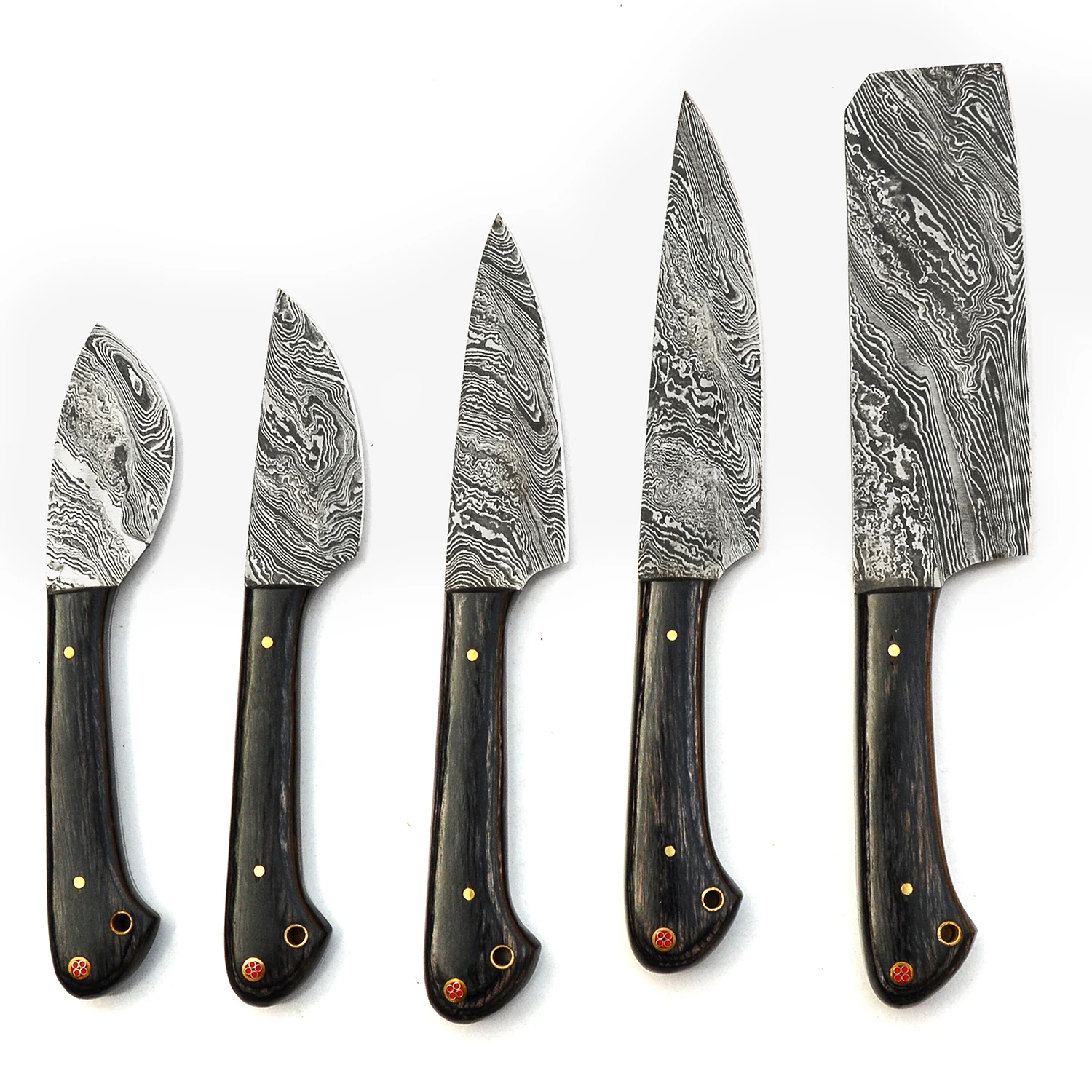 
Damascus Steel Chef Knife Custom Handmade Knife Set;5 pieces 