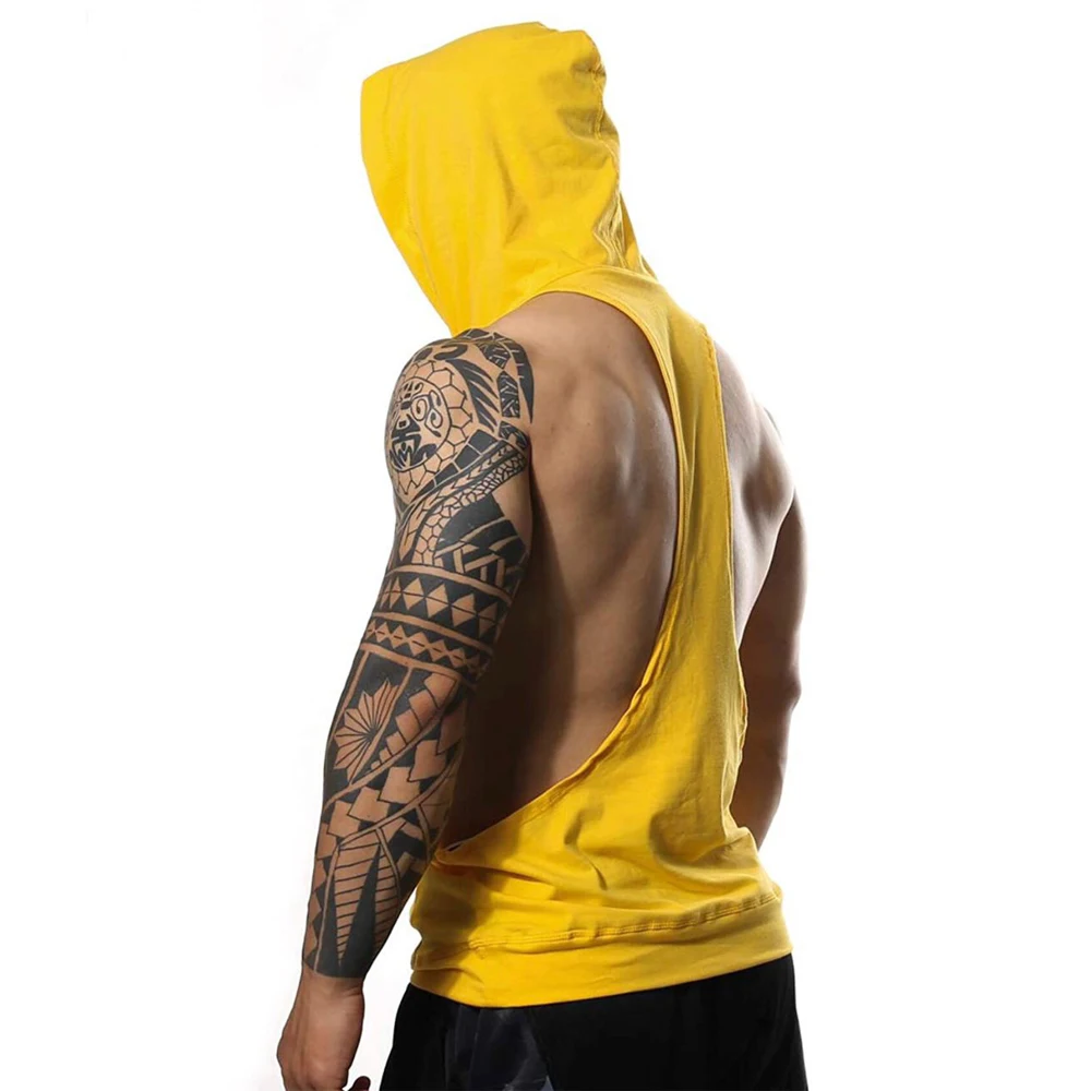 
Manstore Mens Workout Hooded Tank Tops Sleeveless Muscle Gym Hoodies with Kanga Pocket 