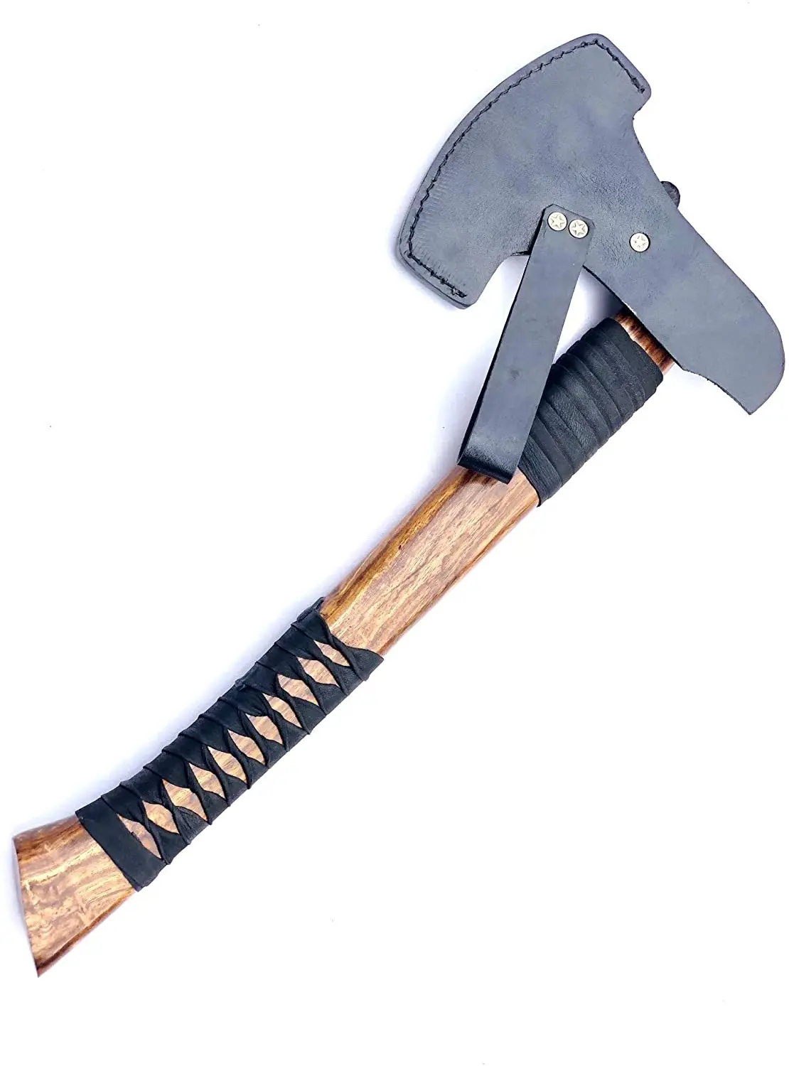 
Custom Handmade Damascus Steel Viking Style Axe Camping Axe High Quality Tactical Axe Hatches With leather sheath 