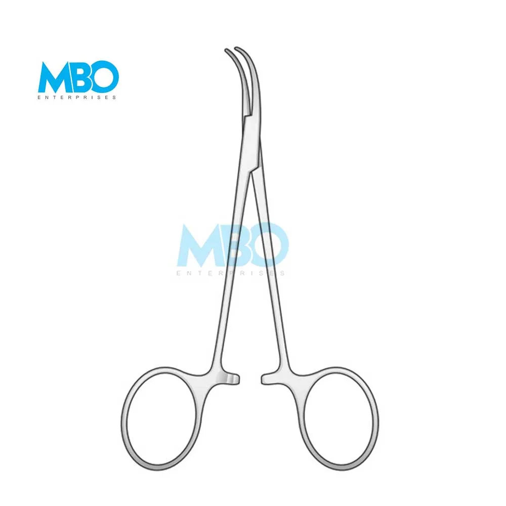 Single Use Disposable Micro Mosquito forceps Curved ratcheted finger ring hemostatic forceps 12.5cm