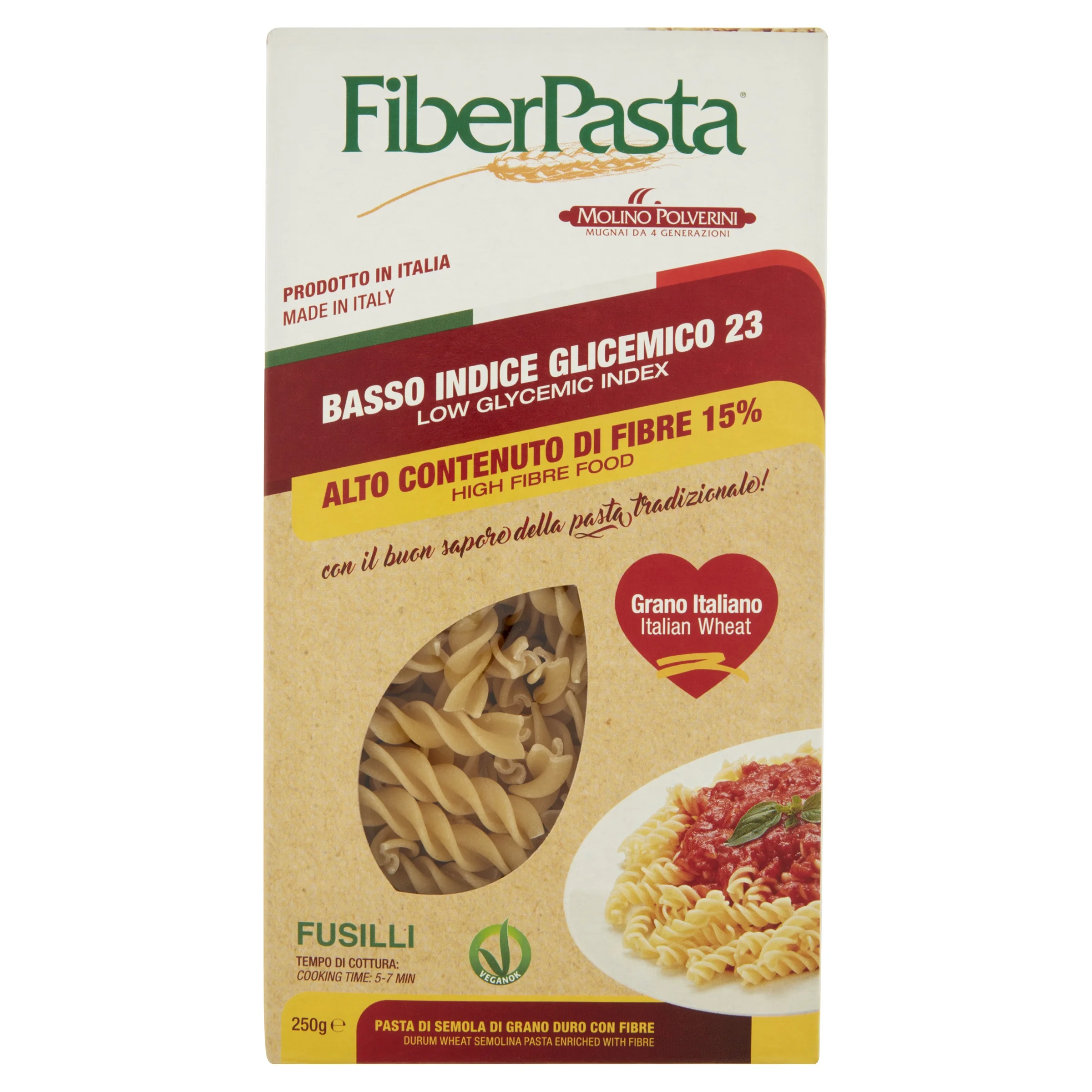 HEALTHY PASTA FUSILLI 250g - ITALIAN PRODUCTION WITH LOW GLYCEMIC INDEX  AND LOW NICKEL - HIGH FIBRE - PASTA WITH BENEFITS