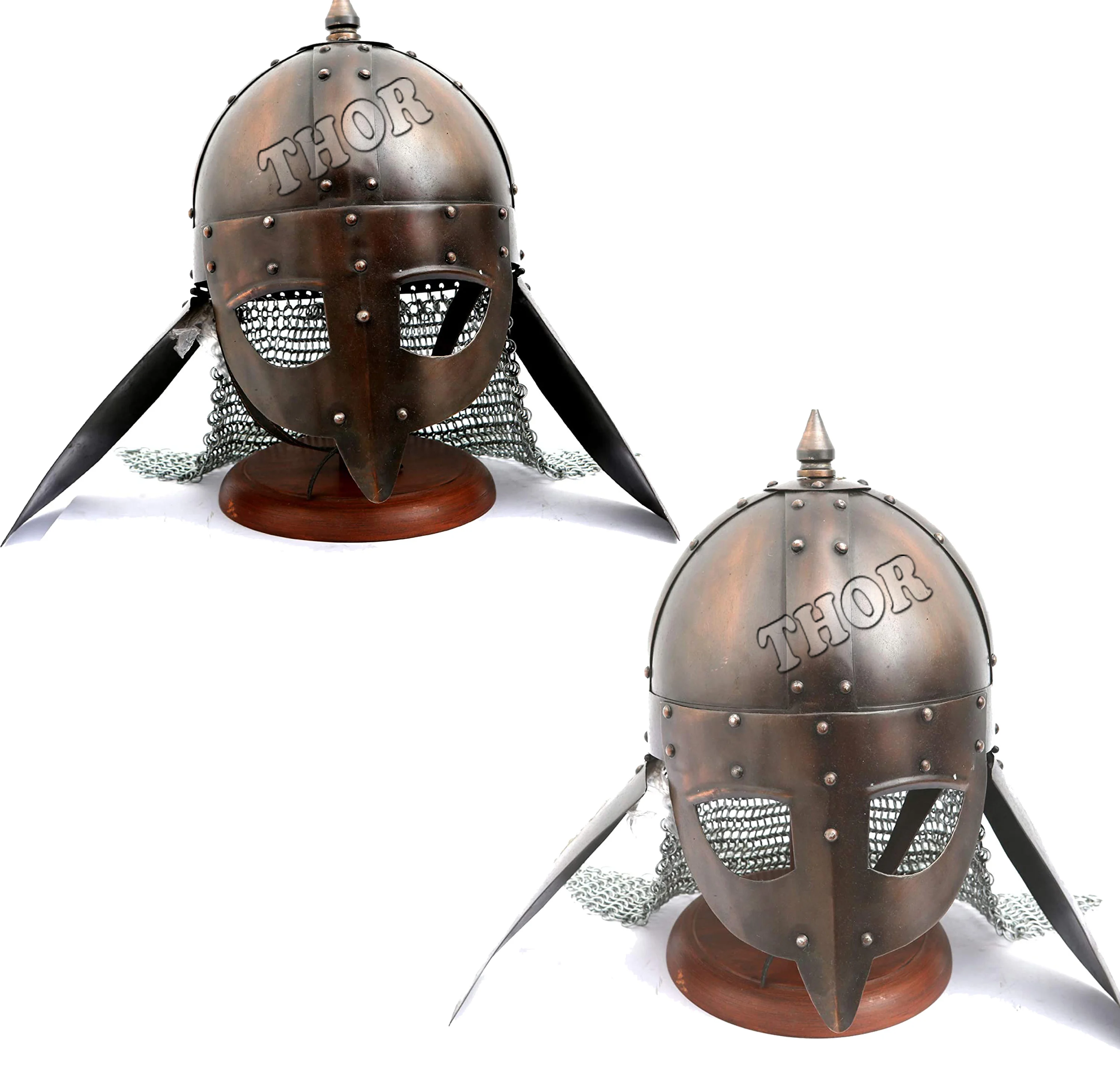 Средневековый темплавный рыцарский доспех шлем медный полированный ~ с деревянной подставкой защитный шлем медный полированный