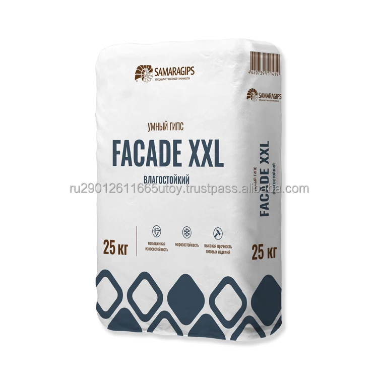 Facade XXL. Good quality smart gypsum mix powder for facade decoration works, manufacturer FCA price per 1ton, hot sale gypsum