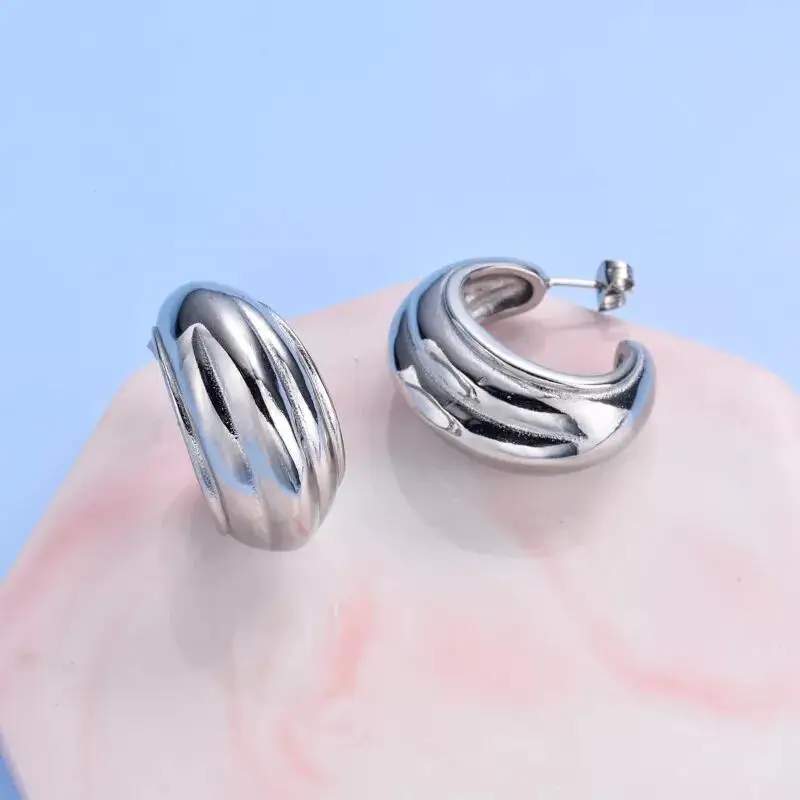 18k gold plated stainless steel French Style earring stainless steel hoop earring for women