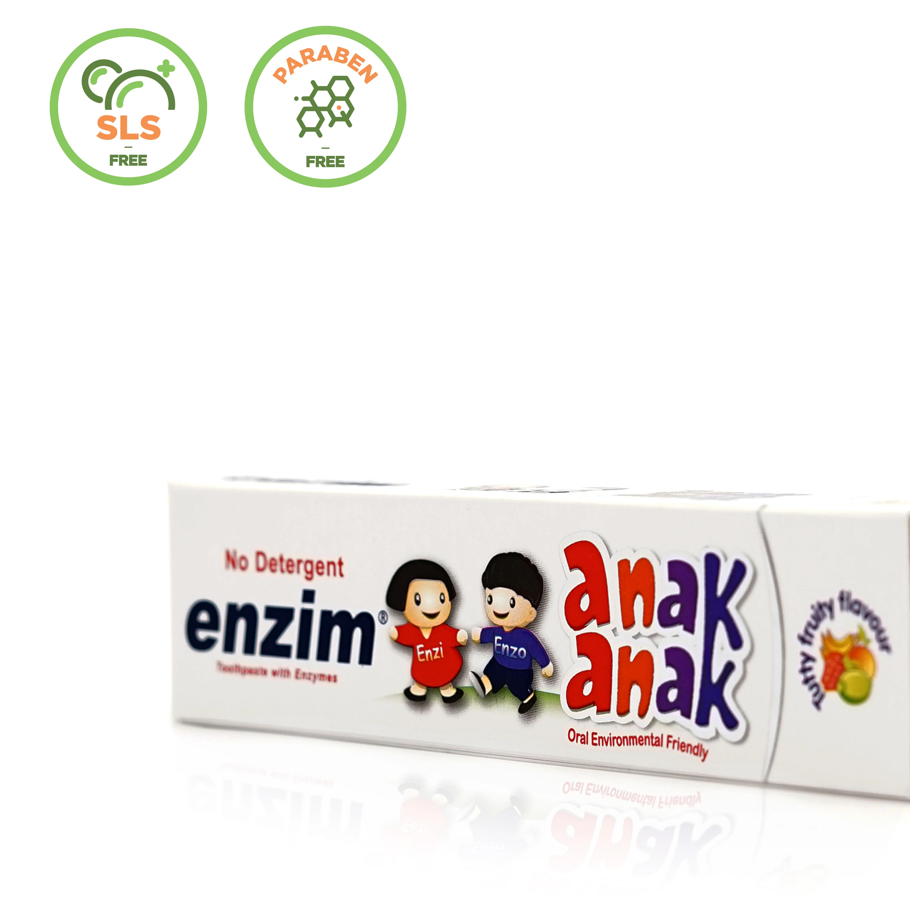 Tutti Frutti toothpaste kids with Enzym and Xilytol to protect milk teeth from Caries and maintenance till permanent teeth