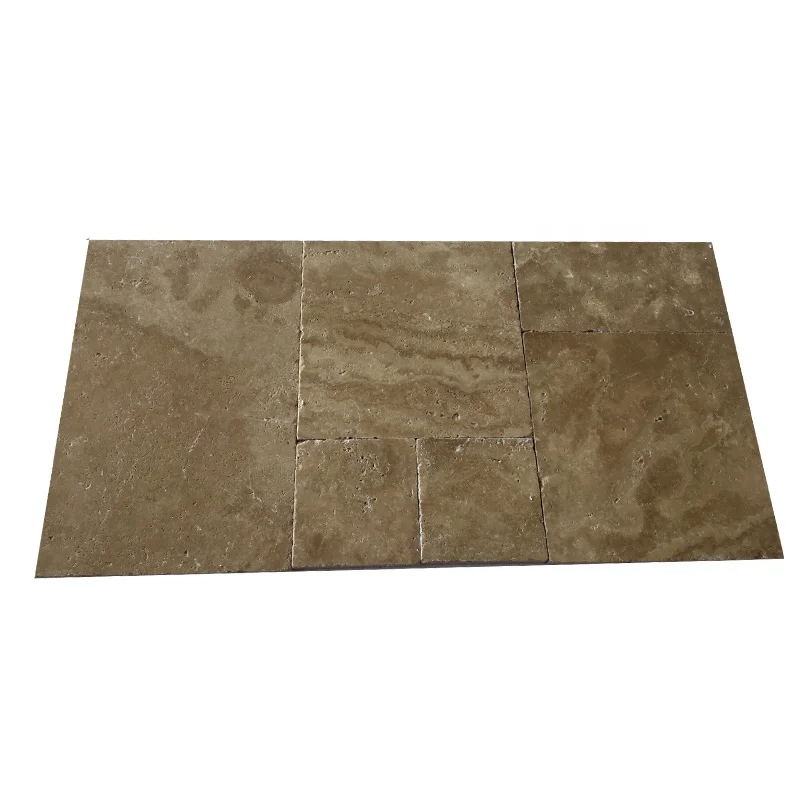 Marmol Travertino Cheap Price Turkish Walnut Brown Travertine Tumbled Unfilled Honed Chiseled