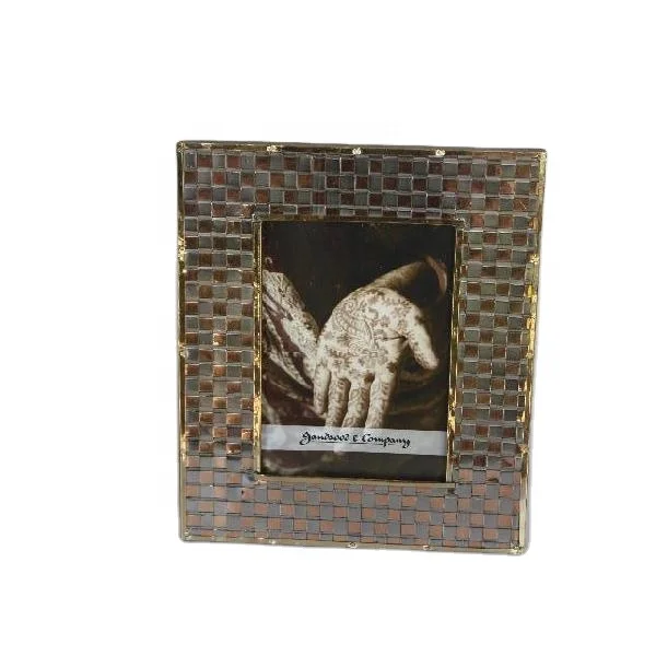 High Quality Metal Picture Photo Frame with Steel and Brass Weaving Table Top Desk Photo Frame Decorative Picture Photo Frame