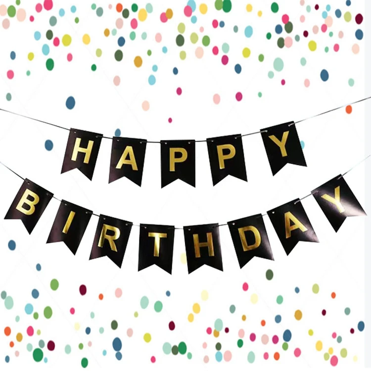 16*20cm Birthday Decorations Happy Birthday Bunting Banner with Shiny Gold Letters for Girls Baby Birthday Party