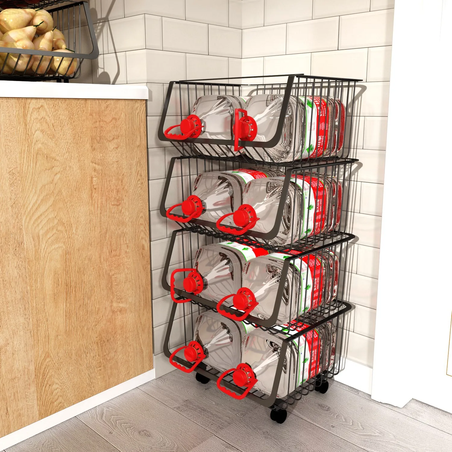 
Gourmet Basics multi-layer adjustable household floor-standing fruit and vegetable storage basket Antique Black 