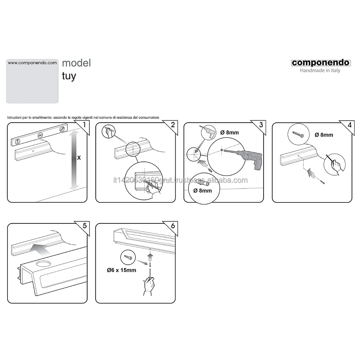 Bathroom Shelf  TUY  Wall Mounted Bathroom Shelves, steel glossy or brushed