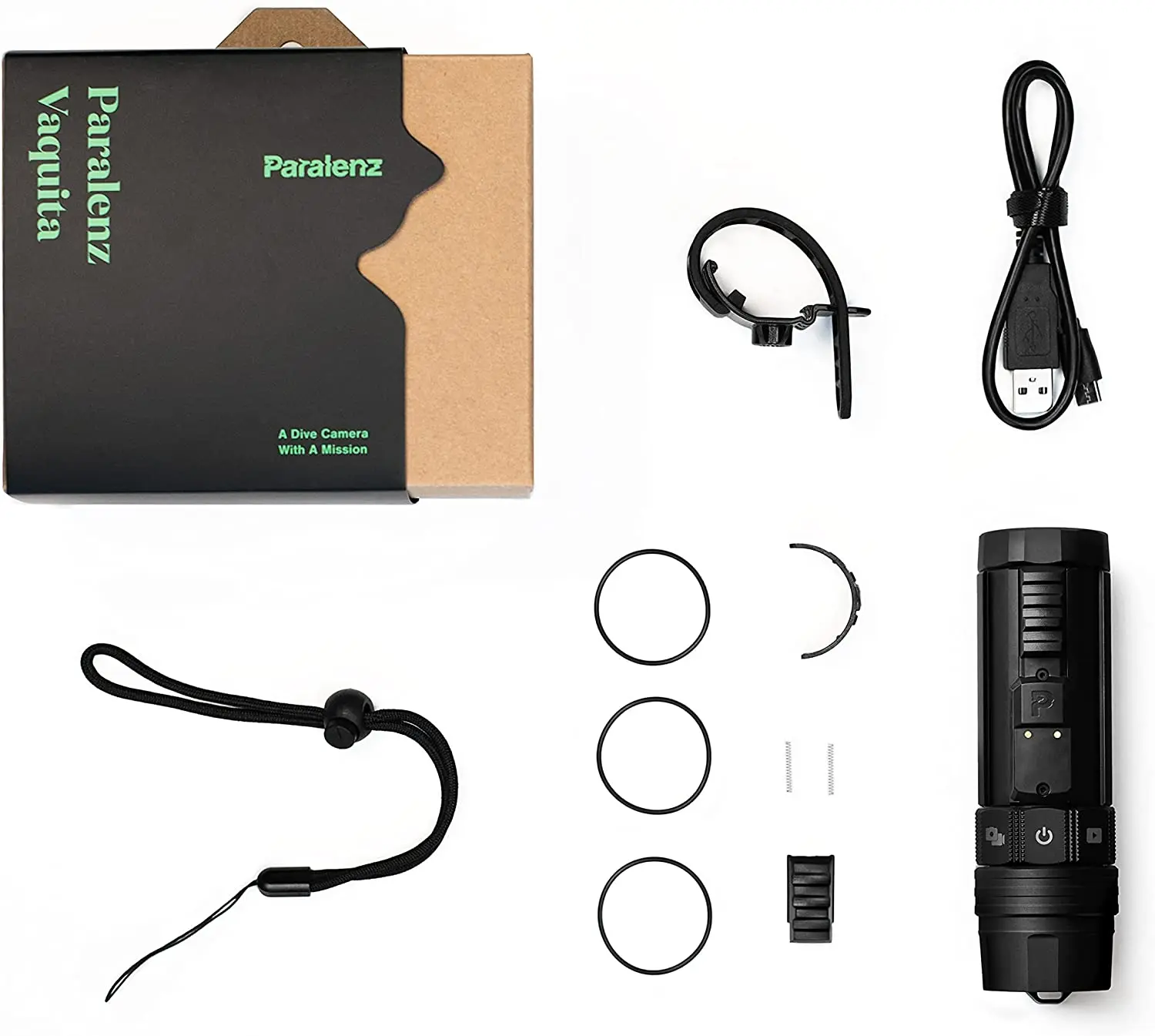 New P-PARALENZs Vaquita Underwater 4K Camera 12MP, OLED Display, Waterproof to 350m, WiFi, GPS, Automatic Depth-Controlled