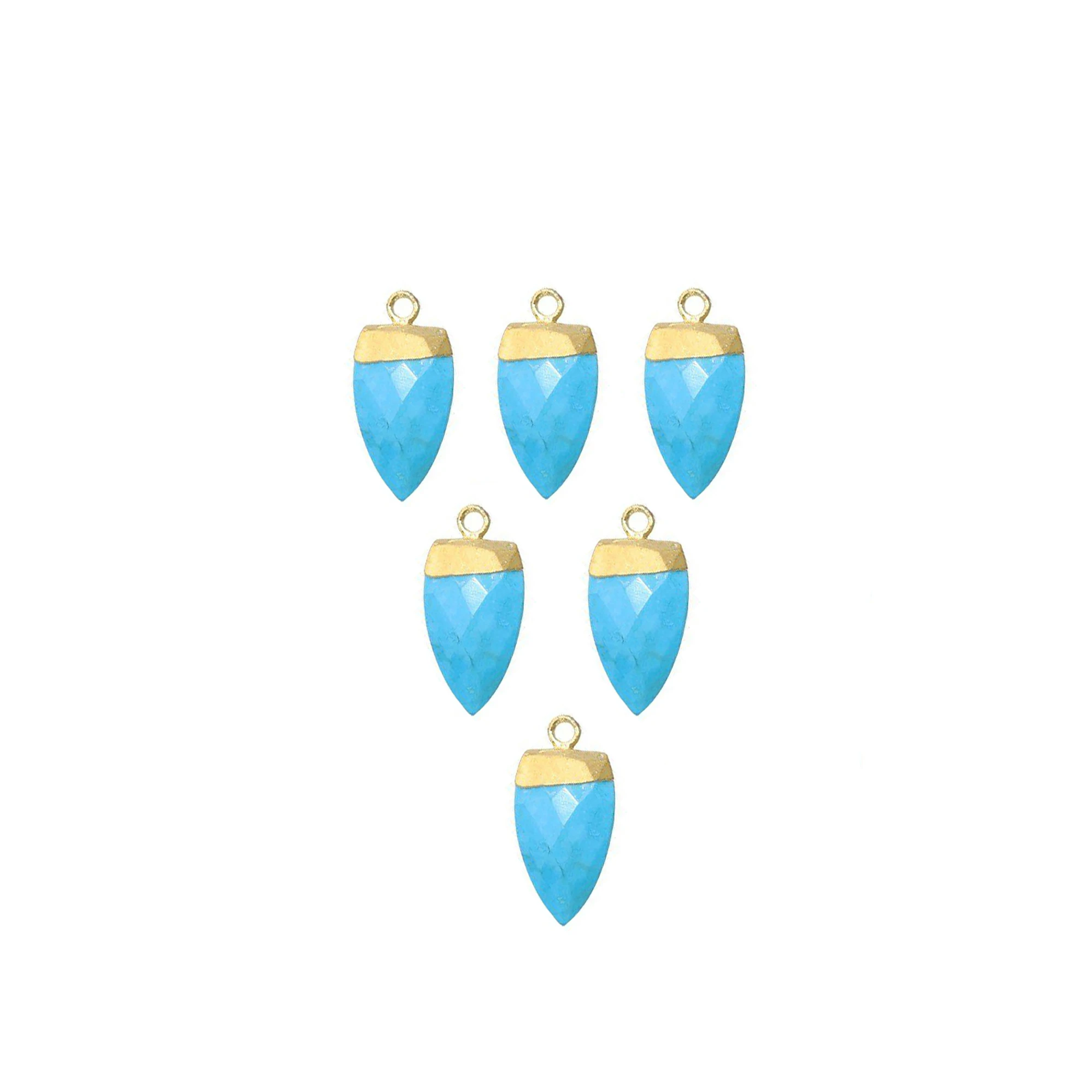 Turquoise Gemstone Gold Electroplated Half Marquise Shape Pendant Jewelry GH-14