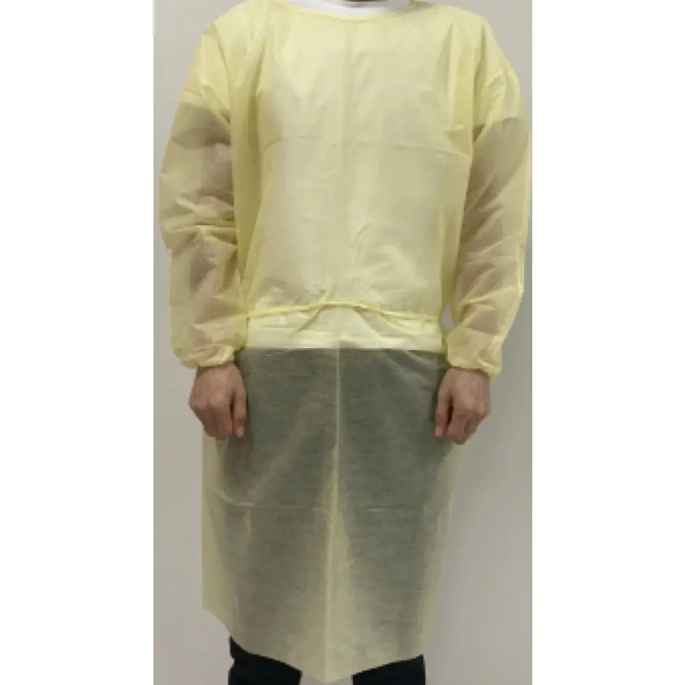 Protective Procedure Gown One Size Fits Most Yellow NonSterile Disposable Full Back