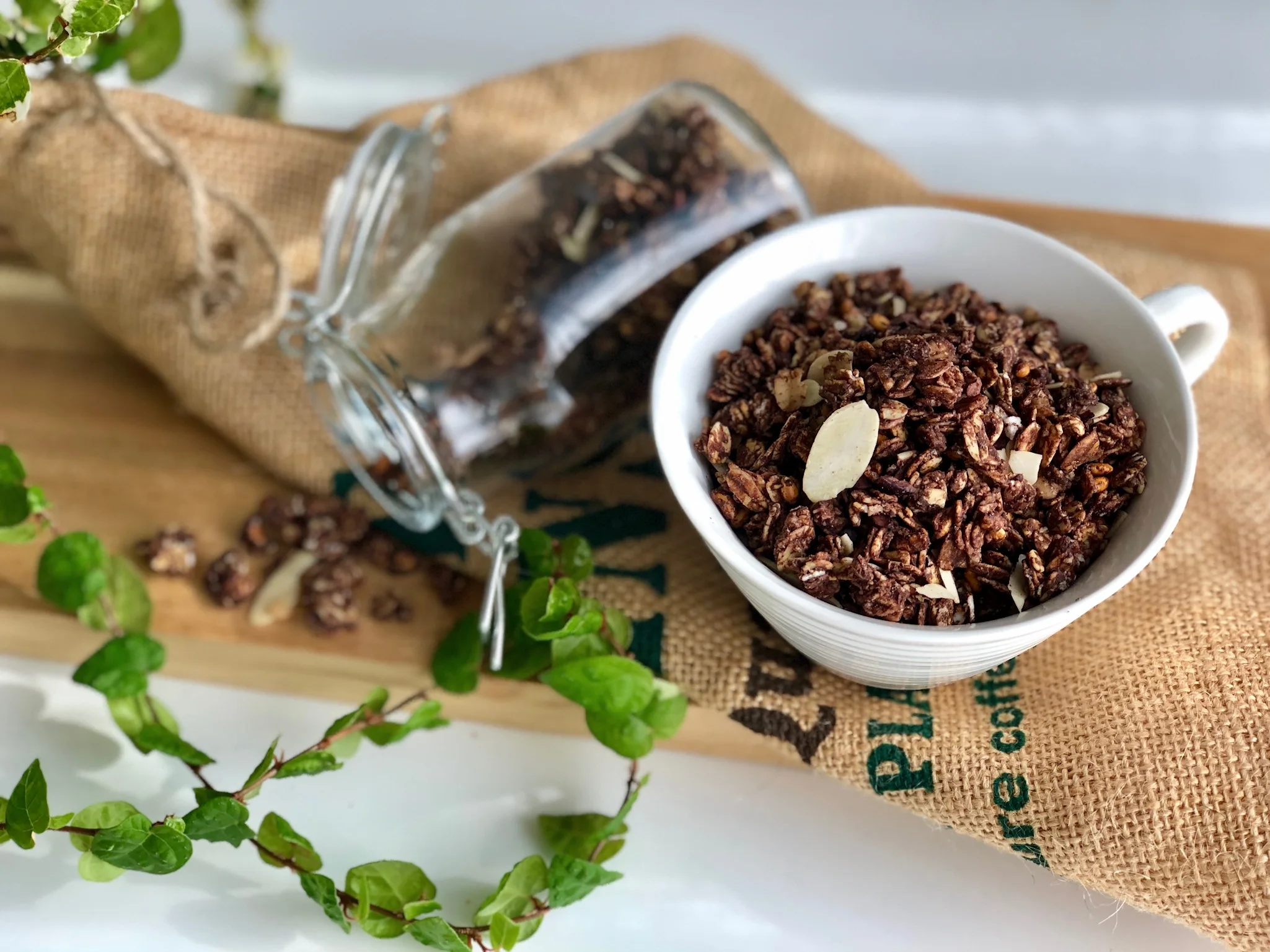 
Healthy delicious coco oats almond cereal packed with cacao nibs 