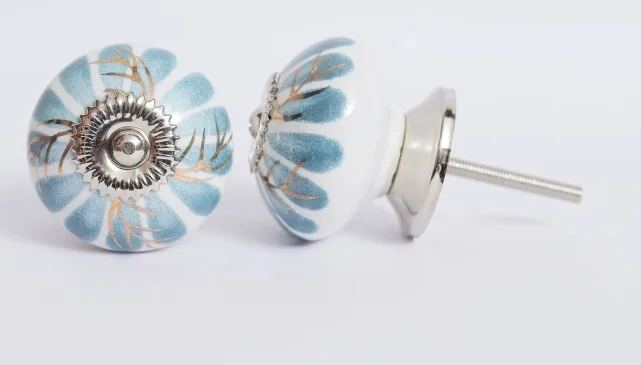 Vintage Ceramic Assorted Hand Painted Floral Round Ceramic Knobs for Kitchen Cabinets and Drawer