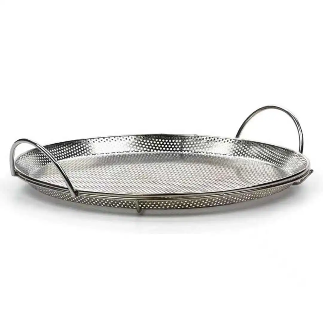 Perforated 18/8 Stainless Steel BBQ pizza pan baking tray