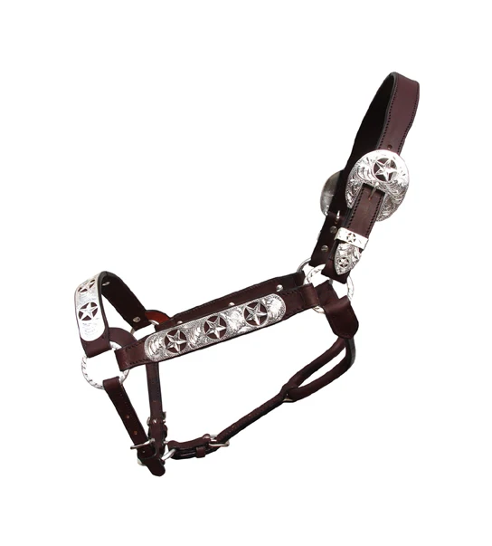 Western Leather Horse Halter On High Quality Indian Drum Dyed Leather with Brass Buckle,Cow Soft Padding