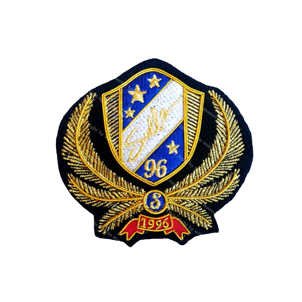 Twill / Woven / Felt Ceremonial Custom Wire Blazer Patches Ceremonial Embroidery -Cap Badges