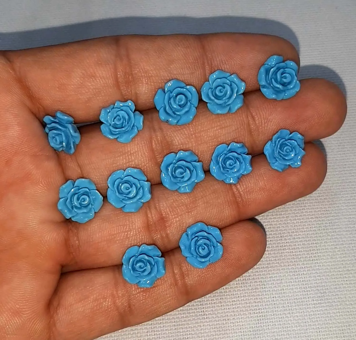Minimalist Rare Quality Gemstone Blue Agate Rose Flower Cabochon Carved Loose Stone Jewelry Making Carving Gems