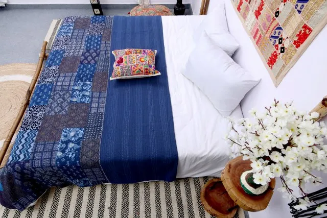 Стеганые одеяла Kantha из чистого хлопка индийское винтажное лоскутное одеяло с вышивкой в старинном стиле стеганое вручную