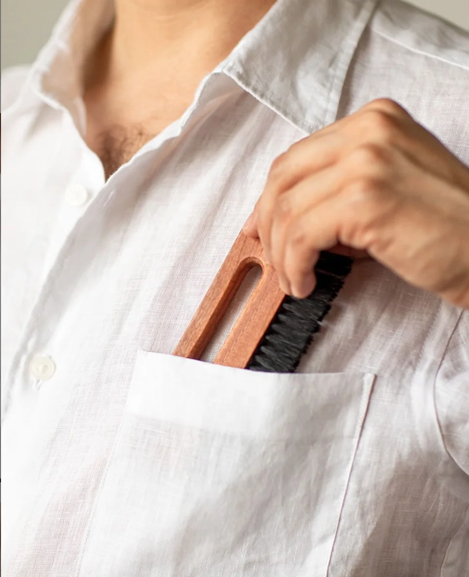 Newest Design Mini Wooden Pocket Clothing Brush  Hair Lint Brush Natural Bristle Horse Wool Clothes Brush