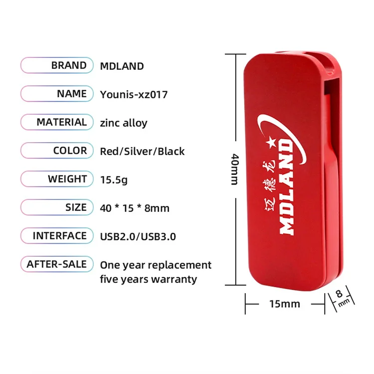 Бесплатный логотип на заказ 4 ГБ 8 16 Usb2.0 металлический Usb-накопитель 2 Поворотный для корпоративного подарка