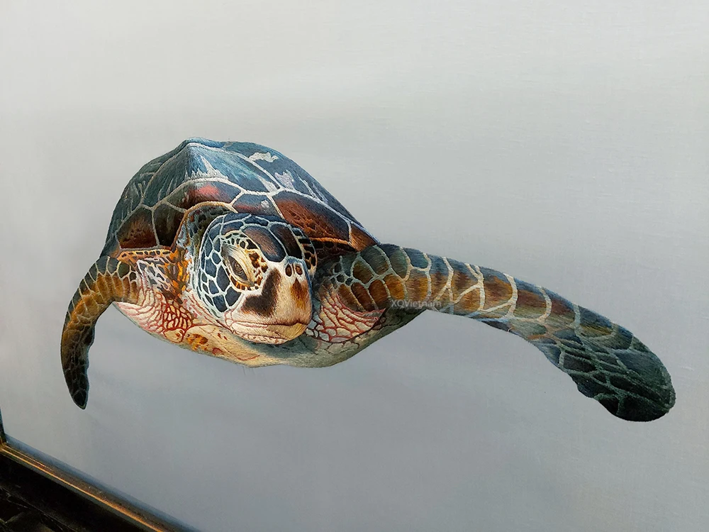 Mordern Style Turtle Paintings Soul Of The Ocean Animal Embroidery Artworks with Best Price