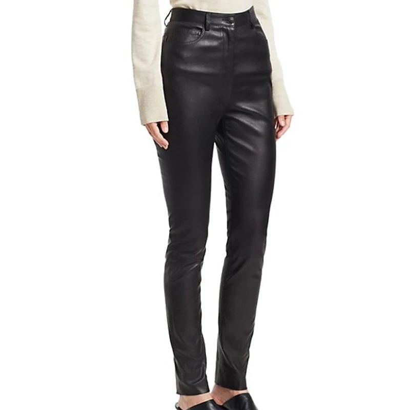 Custom OEM Womens Stretchy Leather Pants High Quality Fashionable and Comfortable Tailored Pants for a Perfect Fit