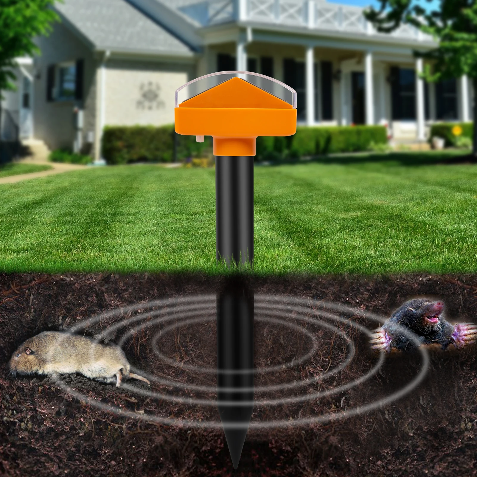 Solar Powered Ultrasonic Sonic Mouse Mole Pest Rodent Repellent Yard LED Light Repeller Outdoor Lamp Yard Garden