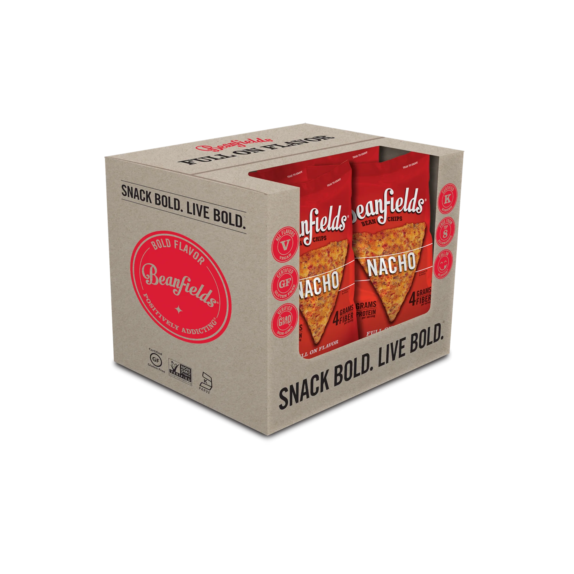 
Bean Chips Beanfields Nacho Vegan Bean Chips 5.5oz Case Made IN USA 