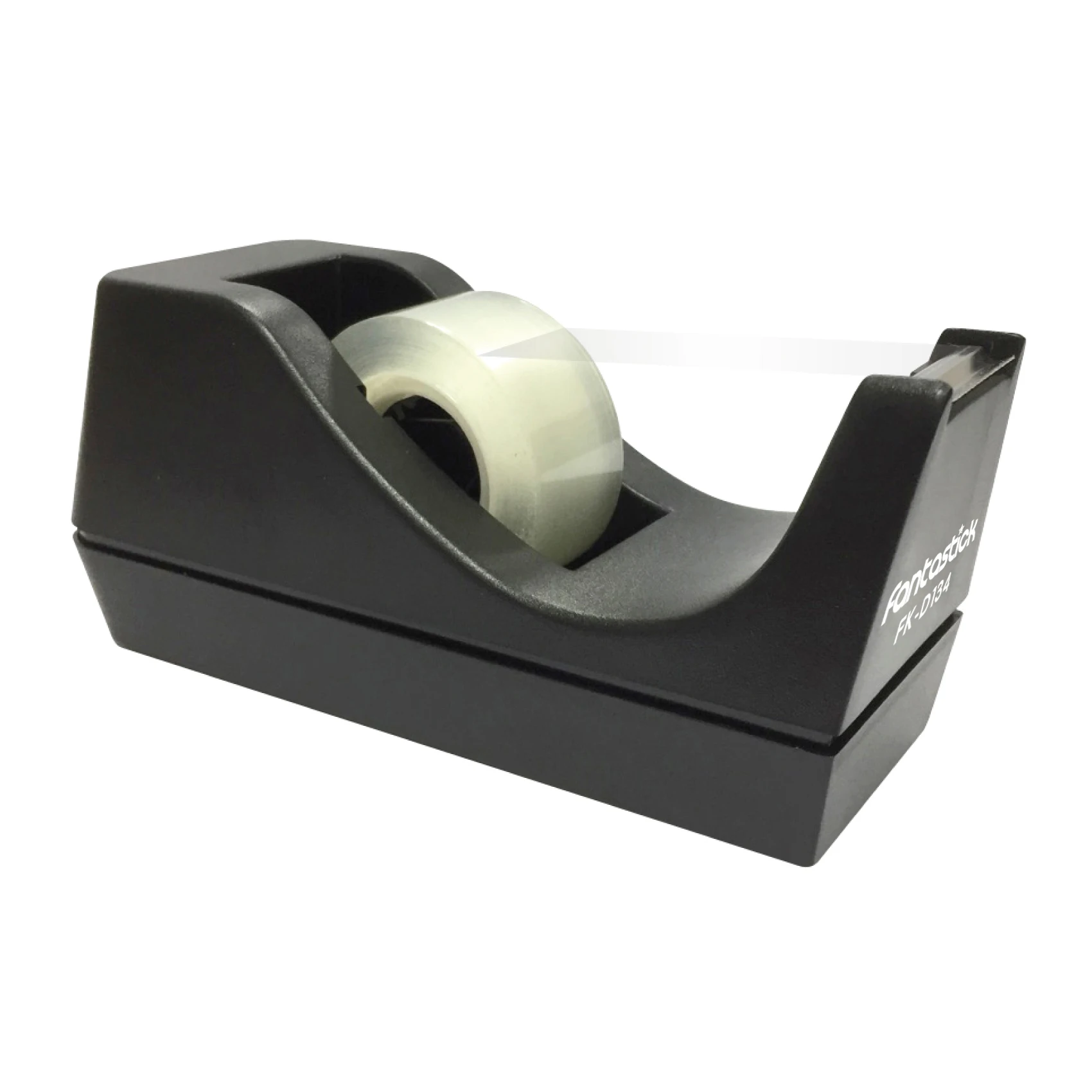 Contemporary design office and home use tape dispenser which dispenses up to 19mm wide 1 inch core tapes