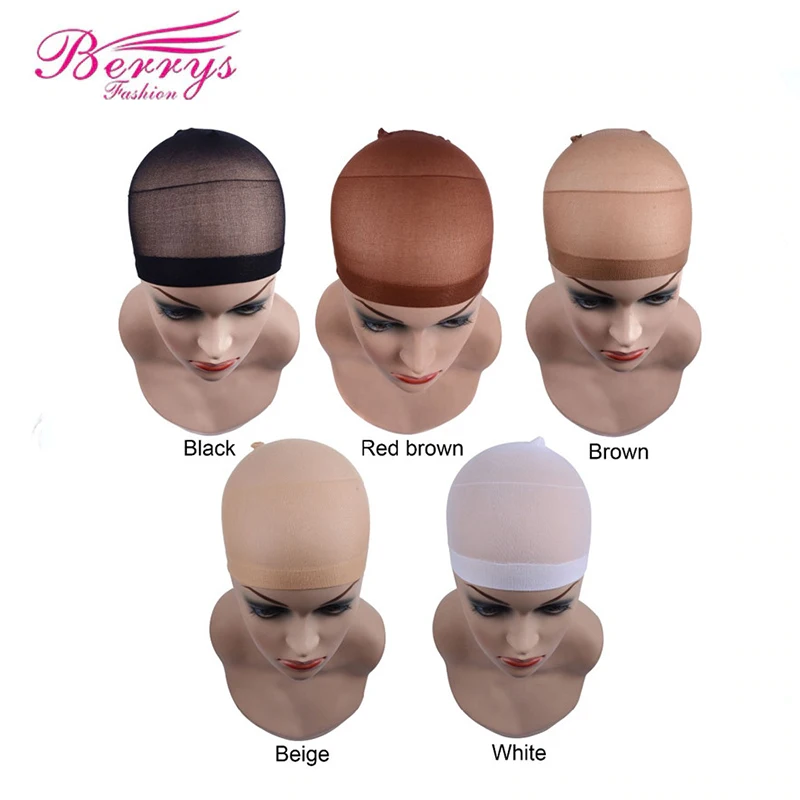 Wholesale Beige Glueless Wig Caps Stocking Stretchy Breathable Bald Nylon Net Caps for Making Wigs Accessories