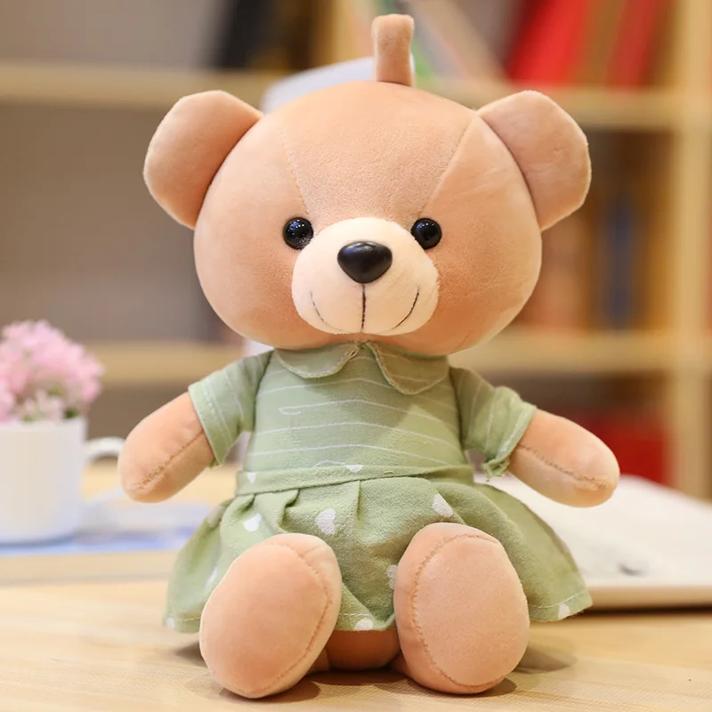 Рекламный подарок 28 см розовое зеленое платье плюшевый мишка плюшевая игрушка для машины-крана