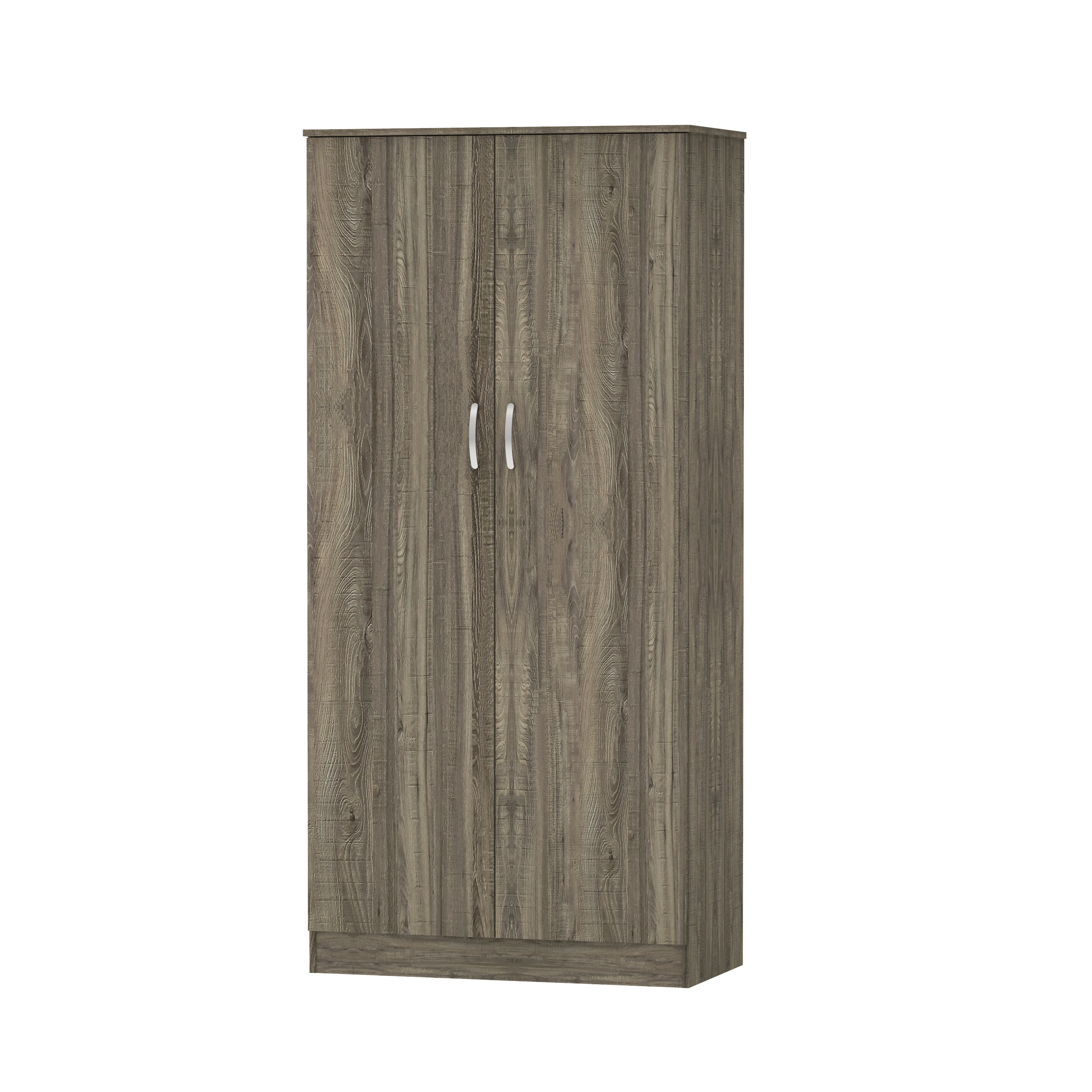 2 Shelves Wood Clothes 2 Door Wardrobe Bedroom Furniture Set Cabinet Customized OEM Made in Malaysia 1291