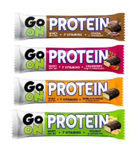 GO ON NUTRITION PROTEIN 33% premium protein bar Delicious chocolate flavor 50g chocolate-flavored covered with vanilla coating