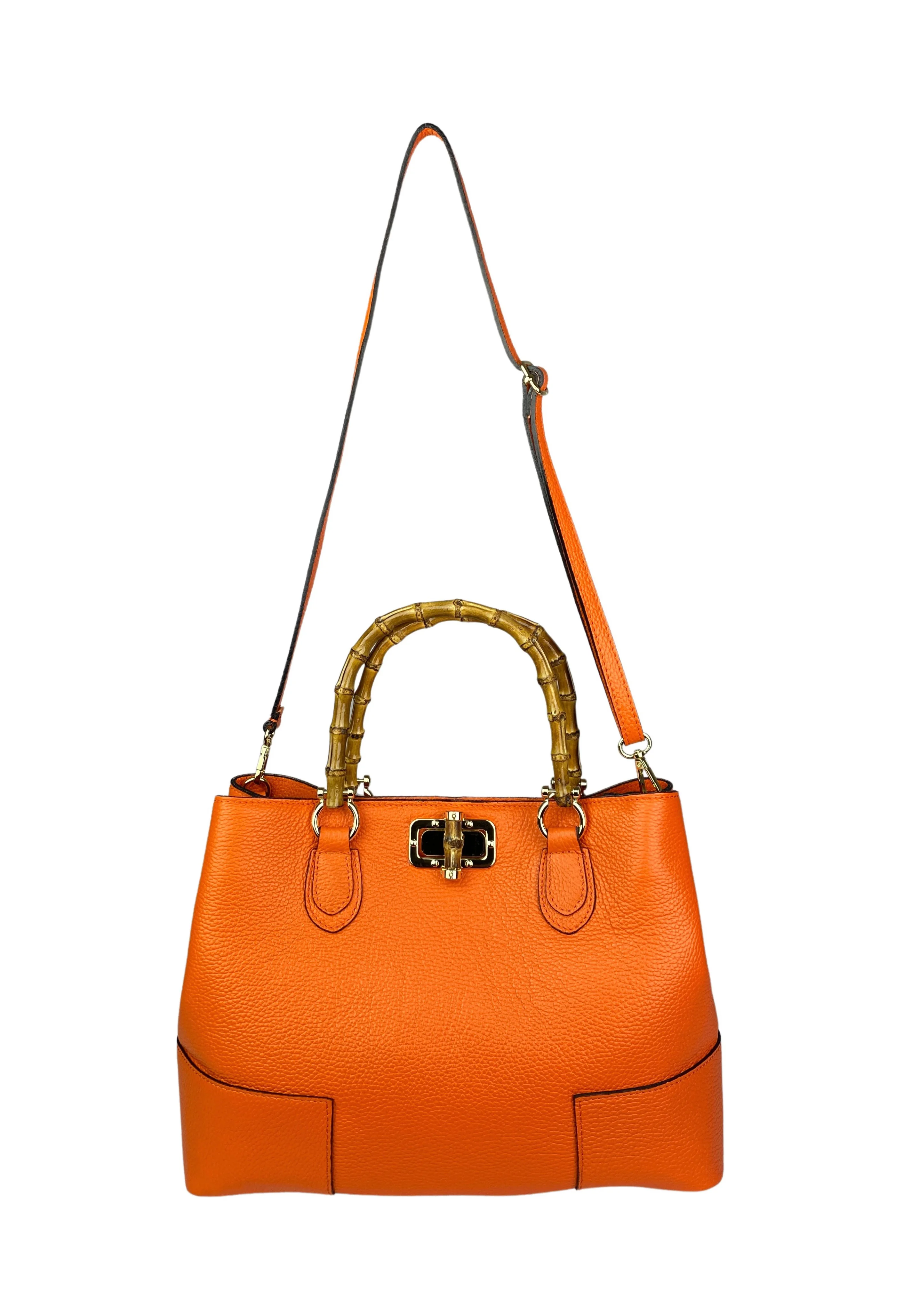 Best Seller Leather Handbags for women luxury Genuine Leather Designer bags Made in Italy Bamboo Handles