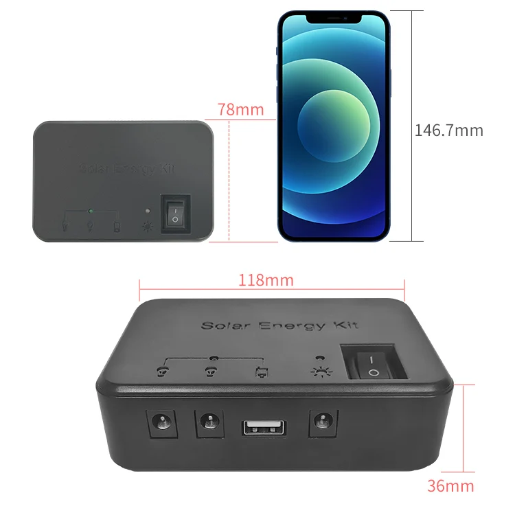 3W portable mini solar lighting kit with 2 led bulbs small home energy system with DC lamp charging USB port