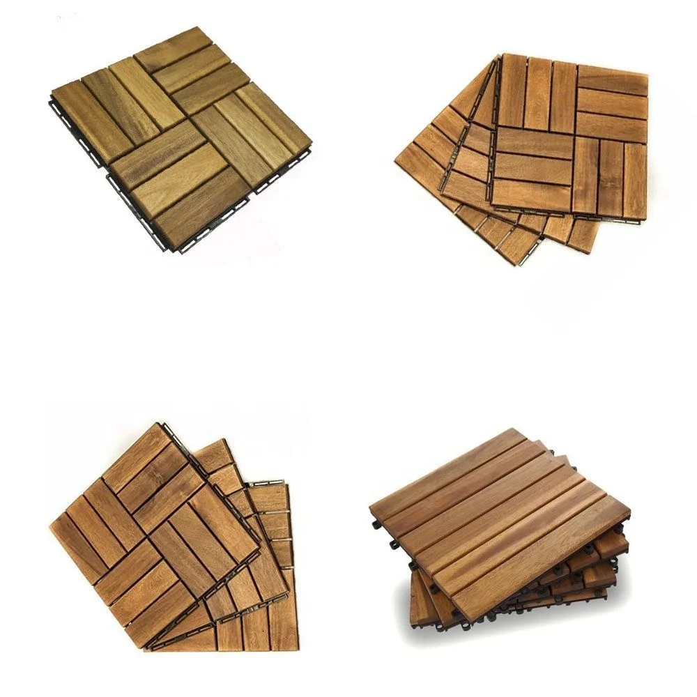 Плетеная напольная плитка из дерева акации, пластиковая композитная плетеная напольная плитка B6492