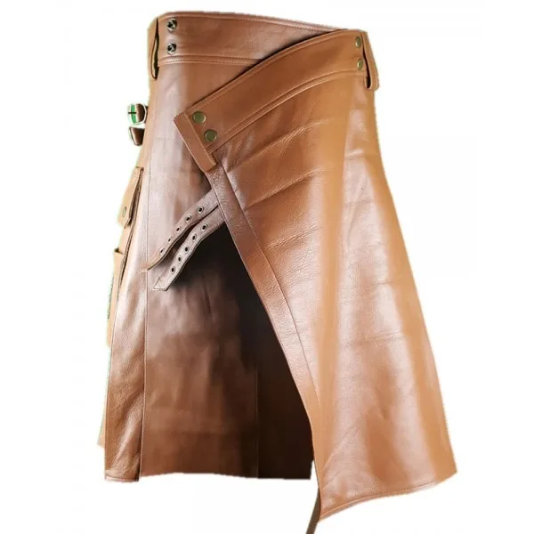 
Мужские универсальные кожаные Фетиш Kilt традиция шотландская черная кожа Kilt с спораном для мужчин 2021 стиль обычное использование Kilts для мужчин 