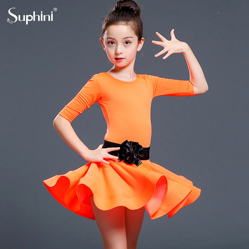 Suphini performance latin ballroom salsa dance dress stage dancing wear kids