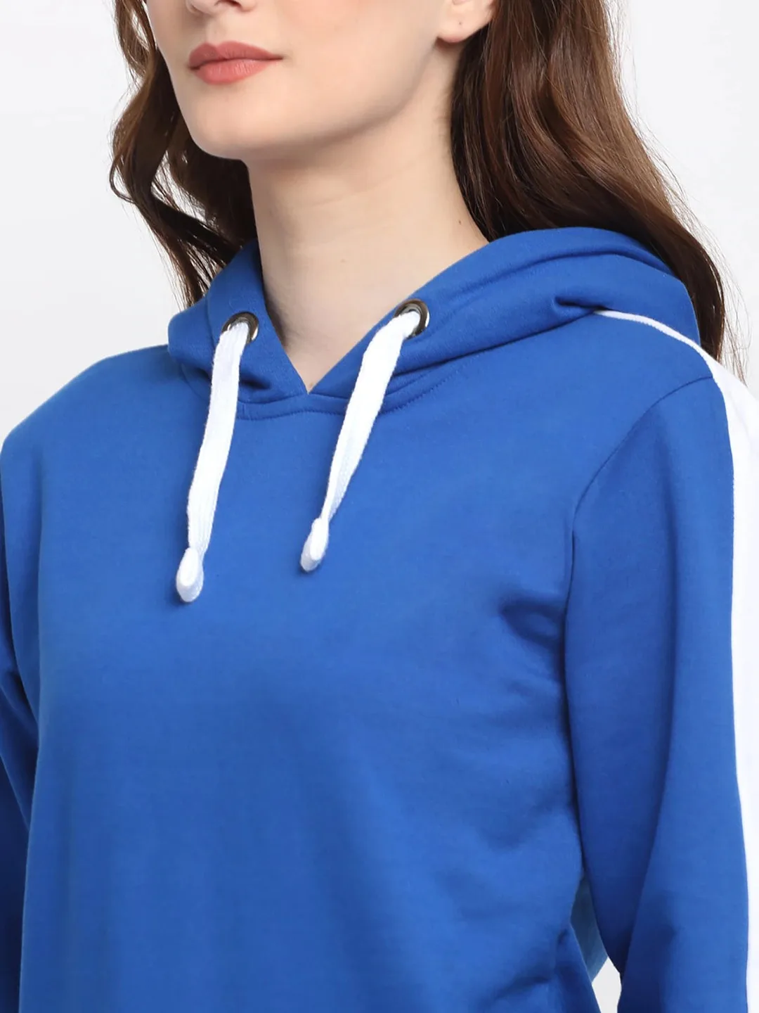 High Quality Blue And White Winter Warm Customized Zip Up Stylish Full Sleeve Color Block Sports Tracksuit For Women 2022