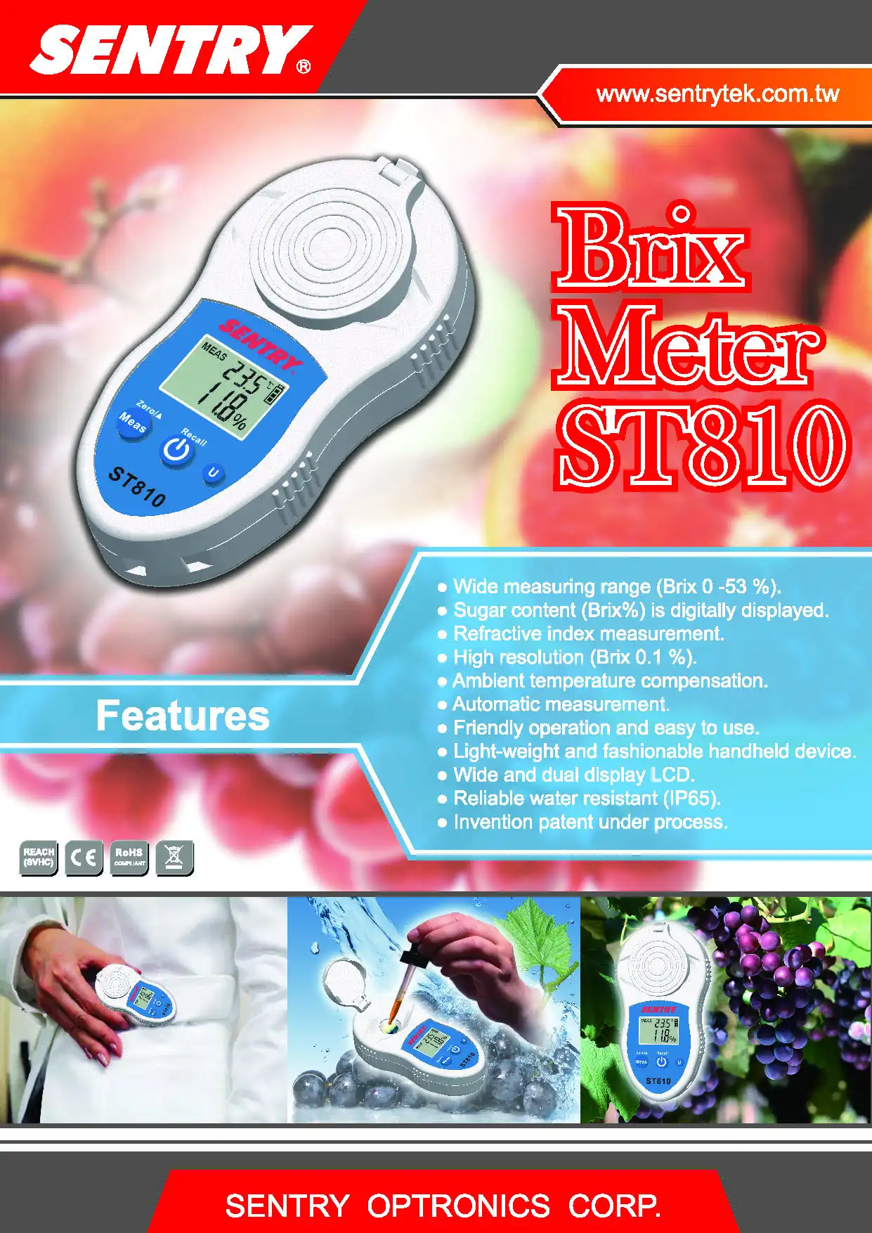 Brix 0-53% handheld Refractometer Meter