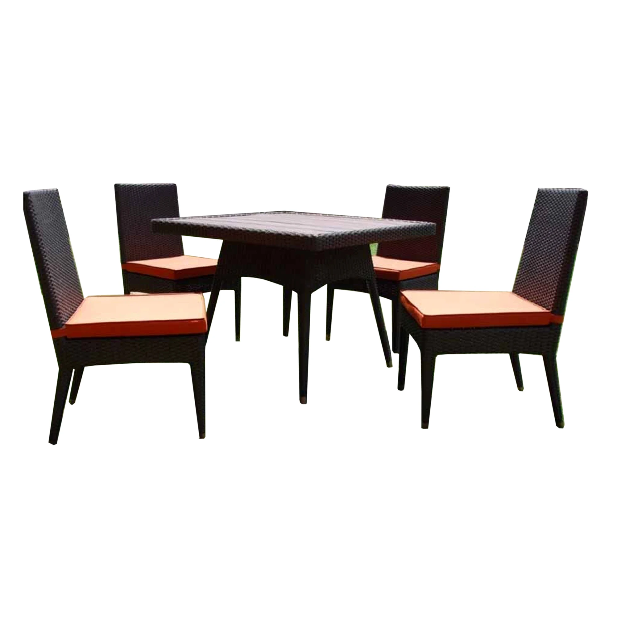 brown rattan wicker dining table set  aluminium frame outdoor dining table set luxury round rattan dining table and 4 chairs