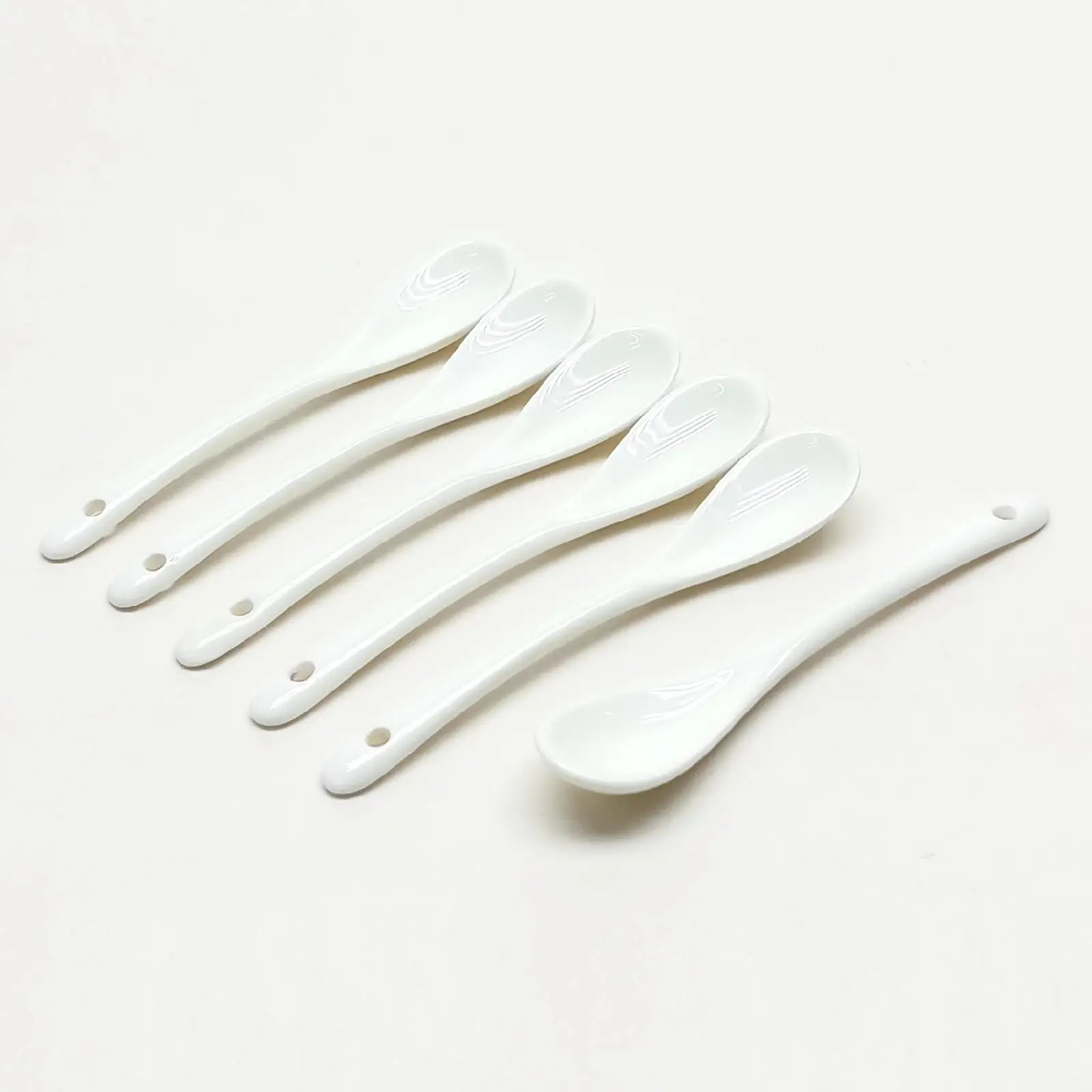 Elegant and Durable White Oriental Tableware Porcelain 13Cm (6Pc) Long Spoon for Restaurants and Home Using