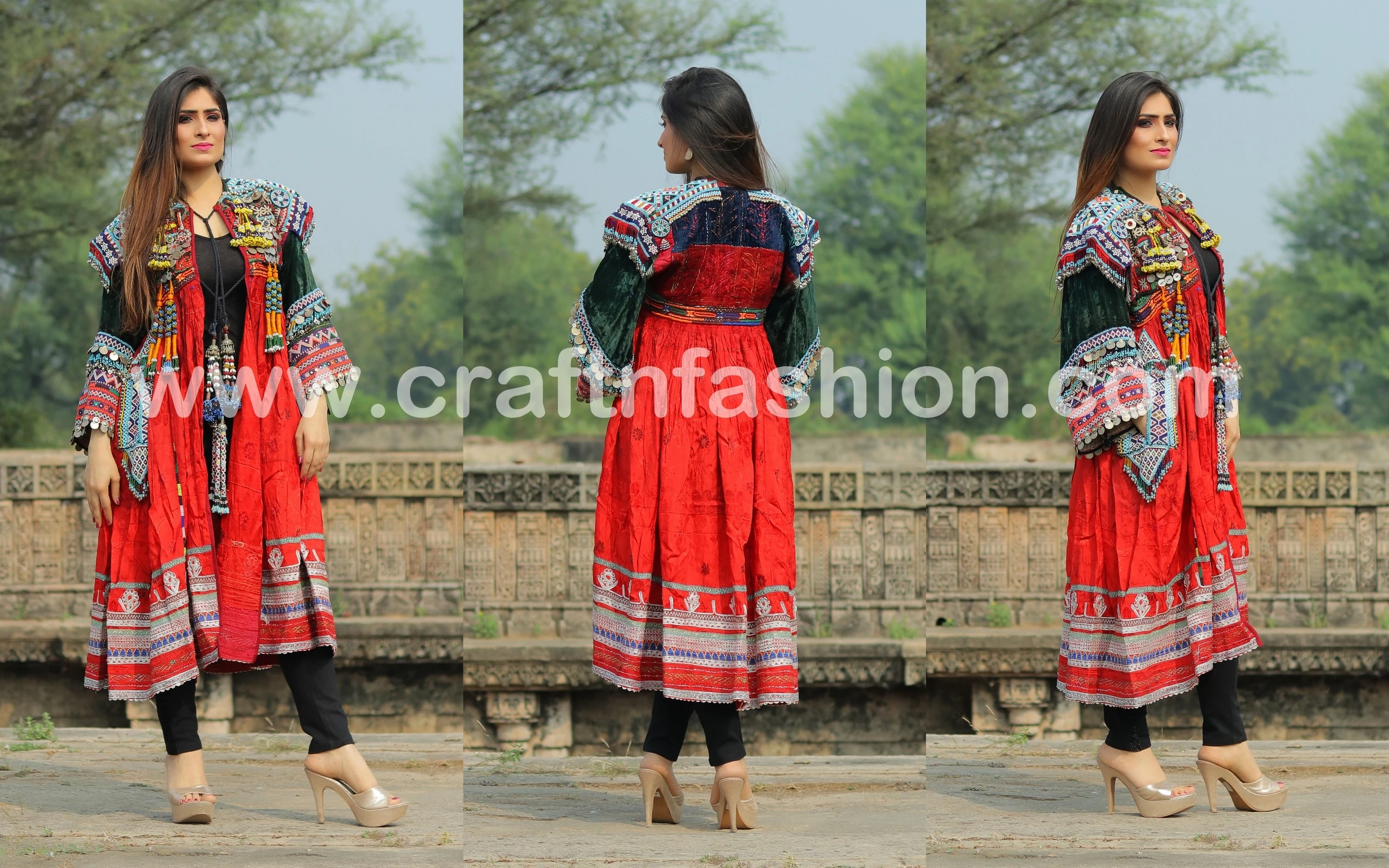 
Vintage Afghan Wedding Wear Dresses - German Silver coins - Vintage tassels dress-Boho Vintage Afghan Dress-Megh Craft 