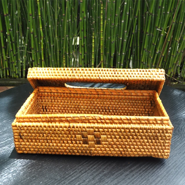 Wholesale Natural RattanTissue Box  Holder, Hand Woven Rattan Tissue Boxes