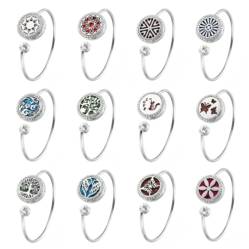 Fashion Aromatherapy bracelet & bangles  butterfly wings Stainless Steel Open Perfume Locket Essential Oils Diffuser bangles