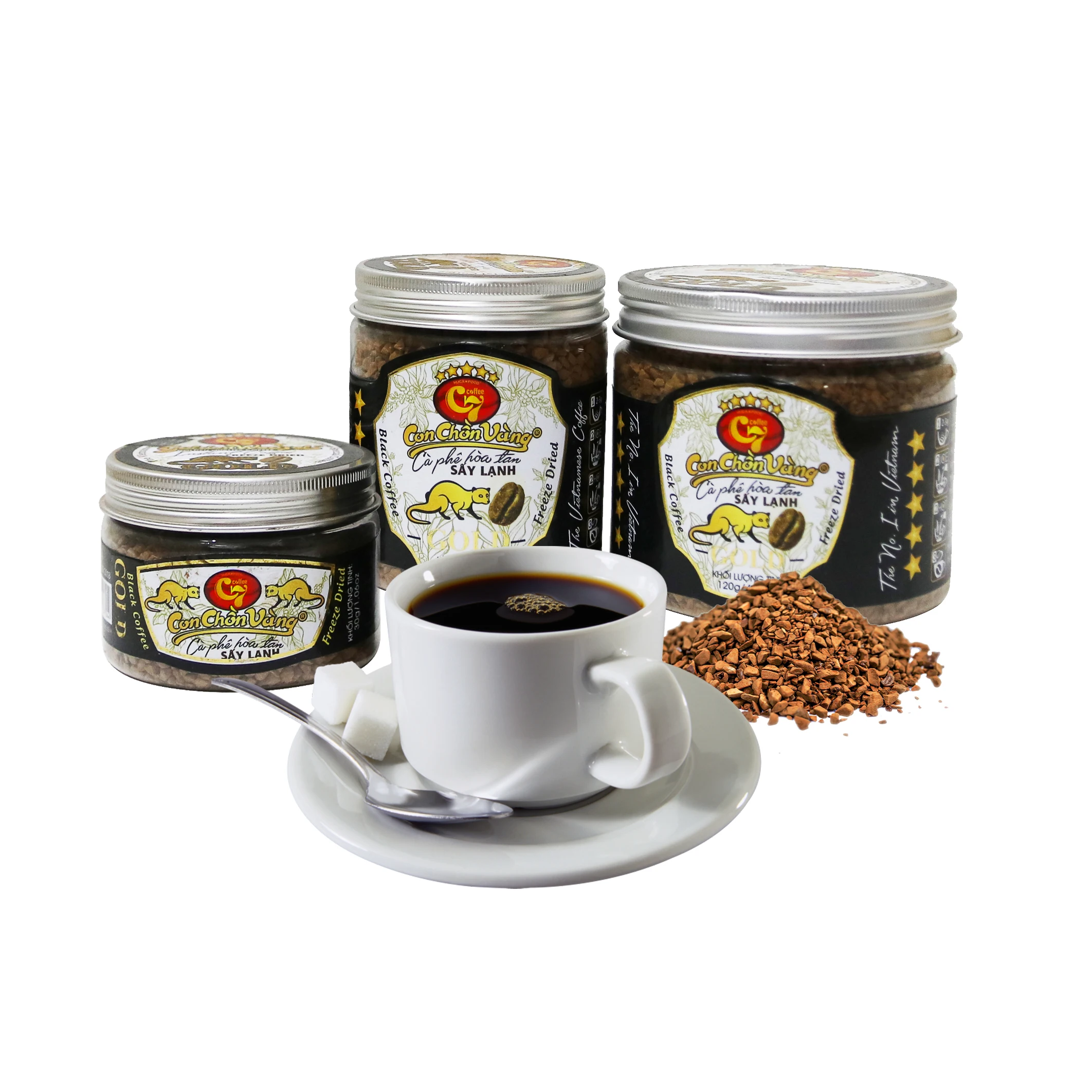 Кофе моментальный премиум-класса с сушкой под давлением-оригинальный вкус-120 г-Золотой кофейный ласки C7