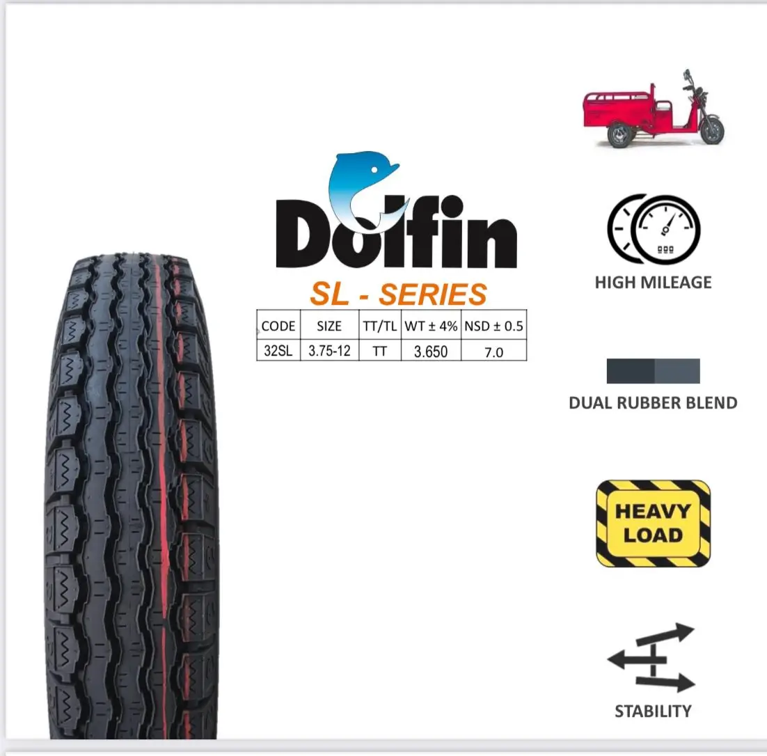 3.75-12 SL Top Selling E Rickshaw Tires  Scooter tires Dolfin Brand Made In India Very Good Quality Tires and tubes