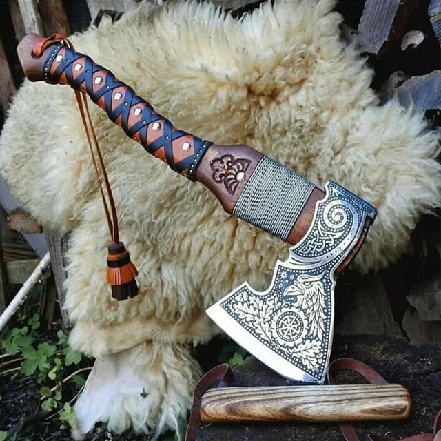 Custom Handmade Stainless Steel  Axe With Handle Material Wood